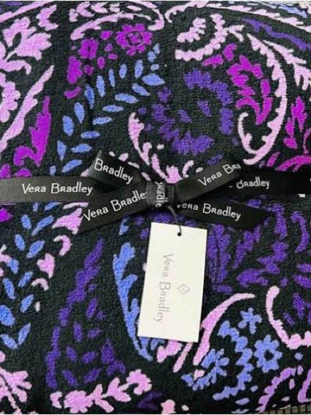 New Vera Bradley Paisley Amethyst Throw Blanket, Dark Purple, Pinks, & Blues